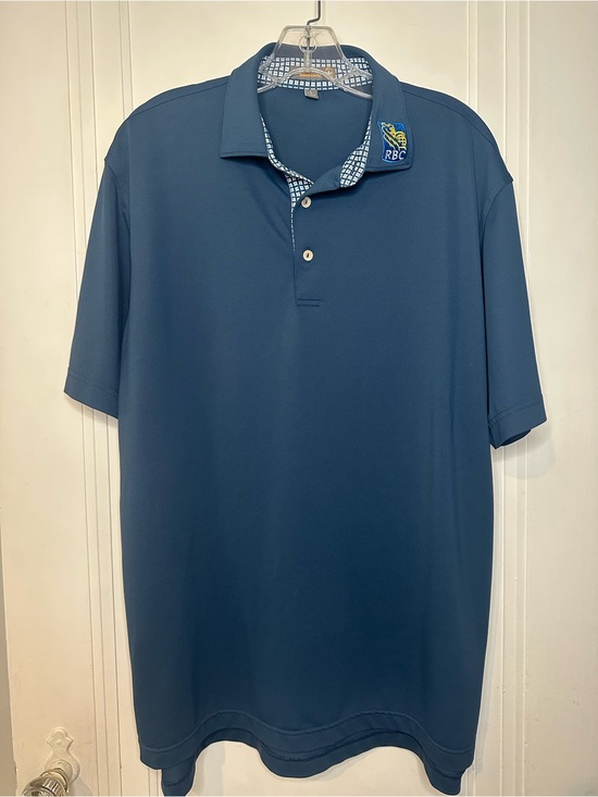 Peter Millar Other - Peter Millar Blue Short-Sleeve Polo with Collar Accent, RBC and Glen Arbor logos